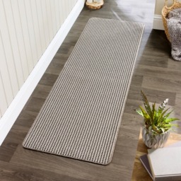 My Mat White and Brown Twist Stripe Stain Resistant Runner 67 x 200cm - Size: 67 x 200 x 2cm - Wilko - thumbnail 3