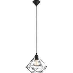 EGLO Tarbes Black Geometric Pendant Light - Size: 32.5 x 32.5 x 110.0cm - Wilko