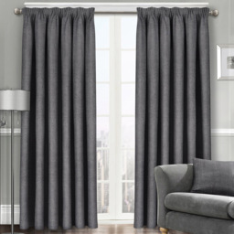 Velosso Westwood Charcoal Tape Top Curtains 117 x 183cm - Size: W 117 x D 183cm - Grey - Wilko