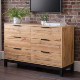 Julian Bowen Bali 6 Drawer Modern Oak Effect Wide Chest of Drawers - Wood - Wilko - thumbnail 1