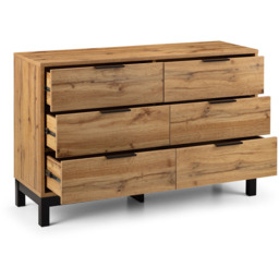 Julian Bowen Bali 6 Drawer Modern Oak Effect Wide Chest of Drawers - Wood - Wilko - thumbnail 5