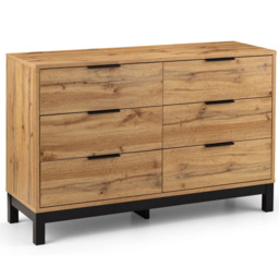 Julian Bowen Bali 6 Drawer Modern Oak Effect Wide Chest of Drawers - Wood - Wilko - thumbnail 3
