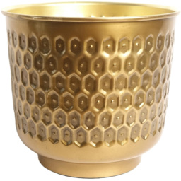 Leaf Gold Honeycomb Metal Planter 20cm - Size: 20 x 22 x 22cm - Wilko - thumbnail 3
