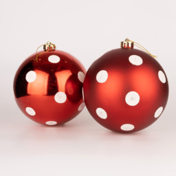 Shatchi 5cm Red and White Polka Dots Shatterproof Bauble 24 Pack - Wilko - thumbnail 4