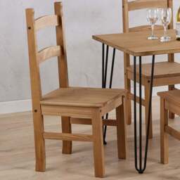 Core Products Corona Set of 2 Antique Pine Dining Chair - Brown - Wilko