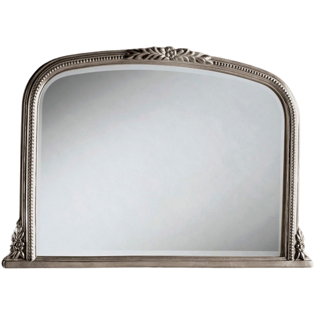 Yearn Silver Beaded Overmantle Bevelled Mirror 66 x 101cm - Wilko - image 1