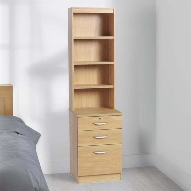 R White Cabinets 3 Drawer 4 Shelf Brown Storage Unit with Hutch - Size: 182.8 x 47.9 x 54cm - Wilko - image 1