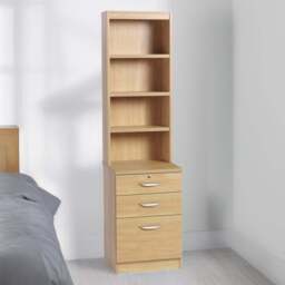 R White Cabinets 3 Drawer 4 Shelf Brown Storage Unit with Hutch - Size: 182.8 x 47.9 x 54cm - Wilko