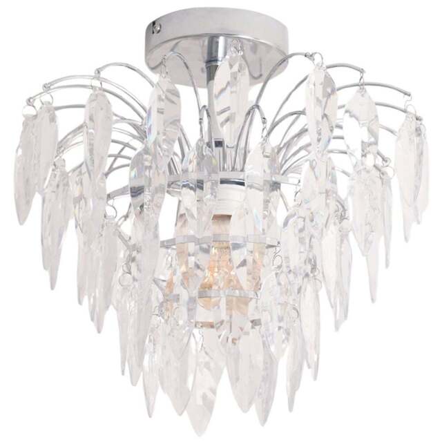 ValueLights Emma Acrylic Waterfall Jewel Droplet LED Ceiling Light - Silver - Wilko - image 1