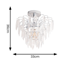 ValueLights Emma Acrylic Waterfall Jewel Droplet LED Ceiling Light - Silver - Wilko - thumbnail 5