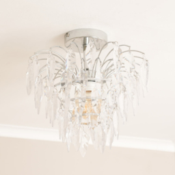 ValueLights Emma Acrylic Waterfall Jewel Droplet LED Ceiling Light - Silver - Wilko - thumbnail 4