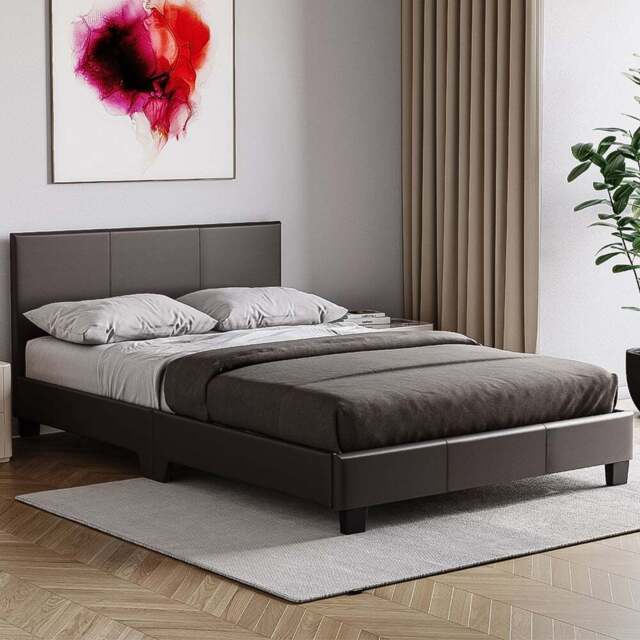 VIDA DESIGNS Lisbon Small Double Brown Faux Leather Bed Frame - Wilko - image 1