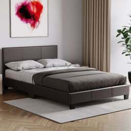 VIDA DESIGNS Lisbon Small Double Brown Faux Leather Bed Frame - Wilko - thumbnail 1