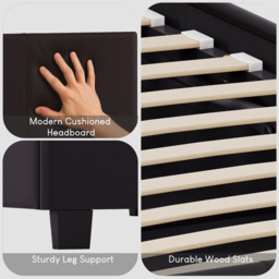 VIDA DESIGNS Lisbon Small Double Brown Faux Leather Bed Frame - Wilko - thumbnail 7