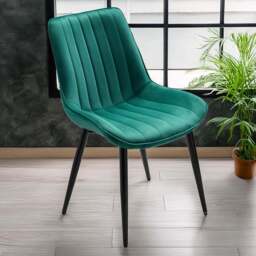 Living and Home Set of 4 Green Velvet Dining Chairs - Wilko - thumbnail 1