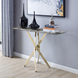 Furniturebox Tavalo Marble Effect Gold Console Table - Size: 40 x 120 x 78cm - Grey - Wilko - thumbnail 6