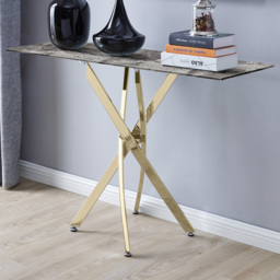 Furniturebox Tavalo Marble Effect Gold Console Table - Size: 40 x 120 x 78cm - Grey - Wilko - thumbnail 1