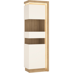Furniture To Go Lyon White and Riviera Oak Left Hand Tall Narrow Display Cabinet - Size: 42 x 59.7 x 198.1cm - Multi - Wilko - thumbnail 3