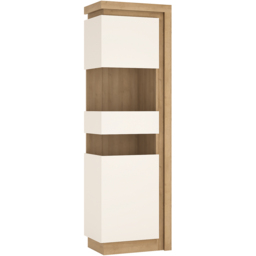 Furniture To Go Lyon White and Riviera Oak Left Hand Tall Narrow Display Cabinet - Size: 42 x 59.7 x 198.1cm - Multi - Wilko - thumbnail 5