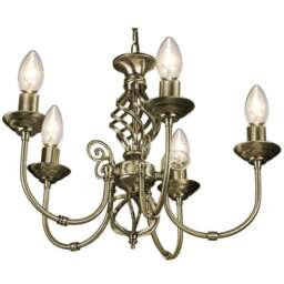 Happy Homewares 5 Light Antique Brass Classic Knot Twist Chandelier Ceiling Light - Size: 72 x 46 x 46cm - Gold - Wilko
