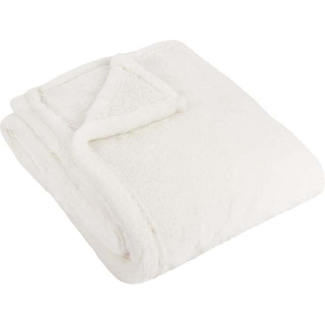 furn. Kallu Ecru Double-Sided Faux-Fur Throw 150 x 200cm - Size: 200 x 150 x 1cm - Cream - Wilko - image 1