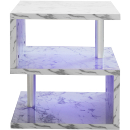 Comfy Living 2 Shelf White Marble Effect High Gloss Abstract LED Side Table - Size: 50 x 44 x 38cm - Wilko - thumbnail 5