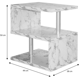 Comfy Living 2 Shelf White Marble Effect High Gloss Abstract LED Side Table - Size: 50 x 44 x 38cm - Wilko - thumbnail 6
