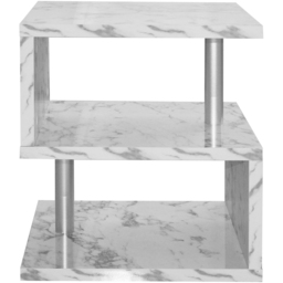 Comfy Living 2 Shelf White Marble Effect High Gloss Abstract LED Side Table - Size: 50 x 44 x 38cm - Wilko - thumbnail 4