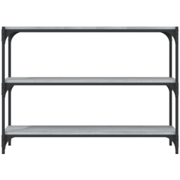 vidaXL 3 Shelf Grey Sonoma Wood and Steel Wide Bookcase - Size: 70.5 x 100 x 33cm - Wilko - thumbnail 6