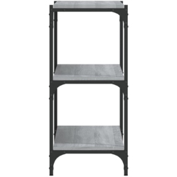vidaXL 3 Shelf Grey Sonoma Wood and Steel Wide Bookcase - Size: 70.5 x 100 x 33cm - Wilko - thumbnail 4