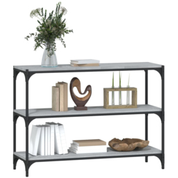 vidaXL 3 Shelf Grey Sonoma Wood and Steel Wide Bookcase - Size: 70.5 x 100 x 33cm - Wilko - thumbnail 5