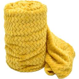 Velosso Ochre Moda Plush Throw 150 x 200cm - Size: 150 x 200 x 1cm - Wilko