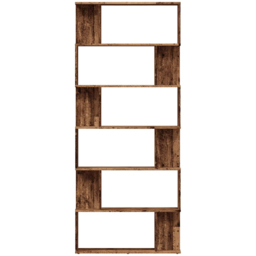 vidaXL 12 Shelf Old Wood Bookcase - Size: 192 x 80 x 24cm - Brown - Wilko - thumbnail 5