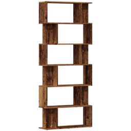 vidaXL 12 Shelf Old Wood Bookcase - Size: 192 x 80 x 24cm - Brown - Wilko - thumbnail 4