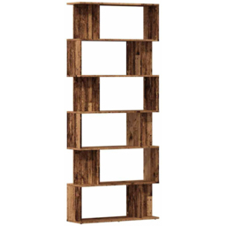 vidaXL 12 Shelf Old Wood Bookcase - Size: 192 x 80 x 24cm - Brown - Wilko - thumbnail 3
