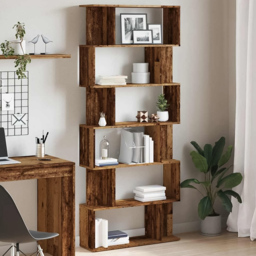 vidaXL 12 Shelf Old Wood Bookcase - Size: 192 x 80 x 24cm - Brown - Wilko - thumbnail 1