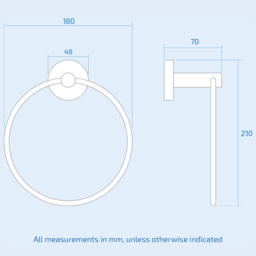 Nes Home Chrome Round Wall Mounted Towel Ring - Size: 19 x 18.5 x 7cm - Silver - Wilko - thumbnail 4