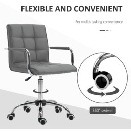 Portland Grey PU Leather Swivel Home Office Chair - Size: 52 x 54 x 99cm - Wilko - thumbnail 5