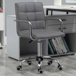 Portland Grey PU Leather Swivel Home Office Chair - Size: 52 x 54 x 99cm - Wilko - thumbnail 1