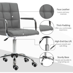 Portland Grey PU Leather Swivel Home Office Chair - Size: 52 x 54 x 99cm - Wilko - thumbnail 6