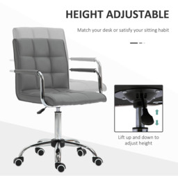 Portland Grey PU Leather Swivel Home Office Chair - Size: 52 x 54 x 99cm - Wilko - thumbnail 4