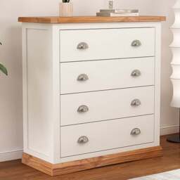 Tropea 4 Drawer Off White Chest of Drawers with Chrome Cup Handles - Wilko