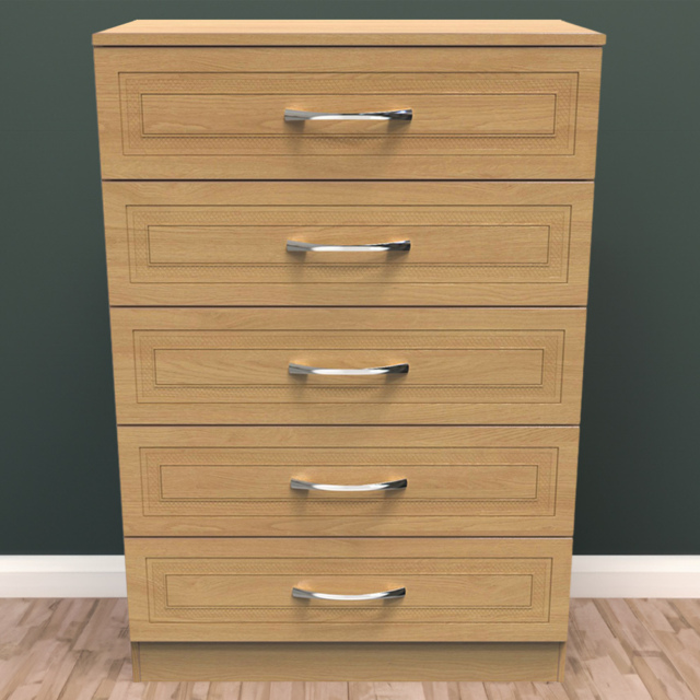 Crowndale Dorset 5 Drawer Modern Oak Chest of Drawers Ready Assembled - Wood - Wilko - image 1