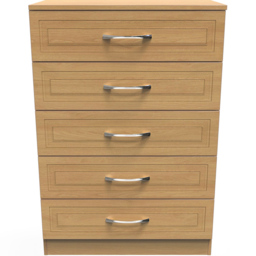 Crowndale Dorset 5 Drawer Modern Oak Chest of Drawers Ready Assembled - Wood - Wilko - thumbnail 4