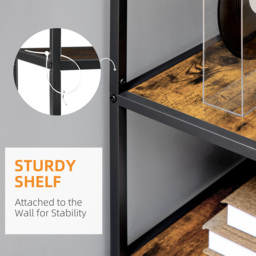 Portland 7 Shelf Rustic Brown and Black Bookcase - Wilko - thumbnail 7