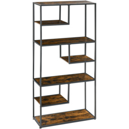 Portland 7 Shelf Rustic Brown and Black Bookcase - Wilko - thumbnail 3