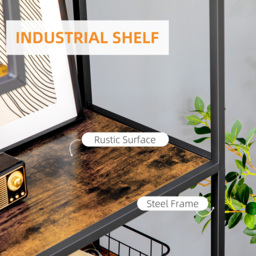 Portland 7 Shelf Rustic Brown and Black Bookcase - Wilko - thumbnail 5