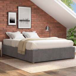 Aspire Furniture King Size Steel Plush Platform Ottoman Bed - Silver - Aspire Beds - Wilko