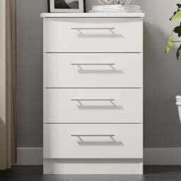 Crowndale Sherwood 4 Drawer Porcelain Matt Chest of Drawers - White - Wilko