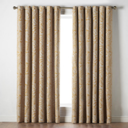 Alan Symonds Fern Ochre Blackout Ring Top Eyelet Curtains 111 x 183cm - Size: W 111 x D 183cm - Wilko - thumbnail 1